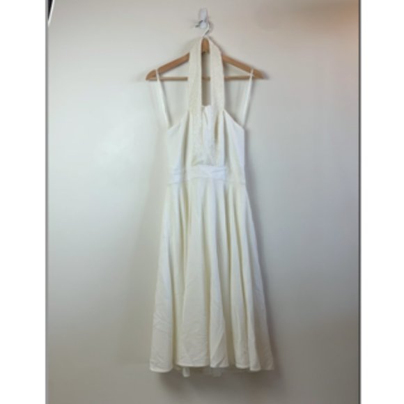 NWT, SZ 4 Halston Heritage white fit and flare cocktail dress. - Picture 3 of 9